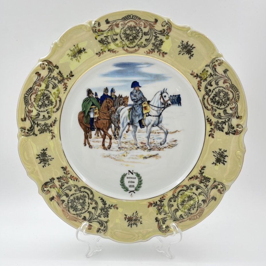 Тарелка декоративная "Битва при Йене, 1806 г.", Leni or Erich Parbus, фарфор, люстр, деколь, золочение, Германия, 1960-1980 гг.