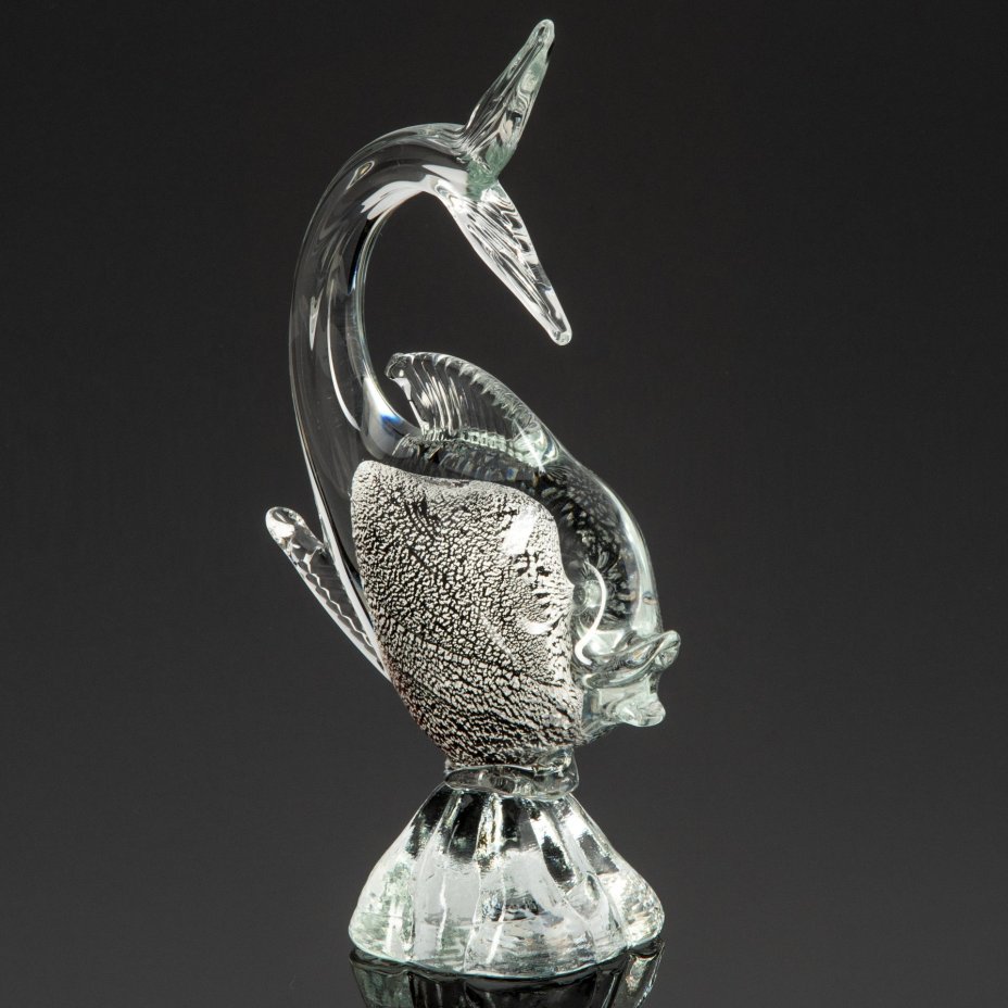 Статуэтка "Рыбка", Artistica Murano CCC (?), стекло, гутная техника, Silver Leaf (декоративная техника с добавлением серебряного листа), техника «sommerso», Муранское стекло