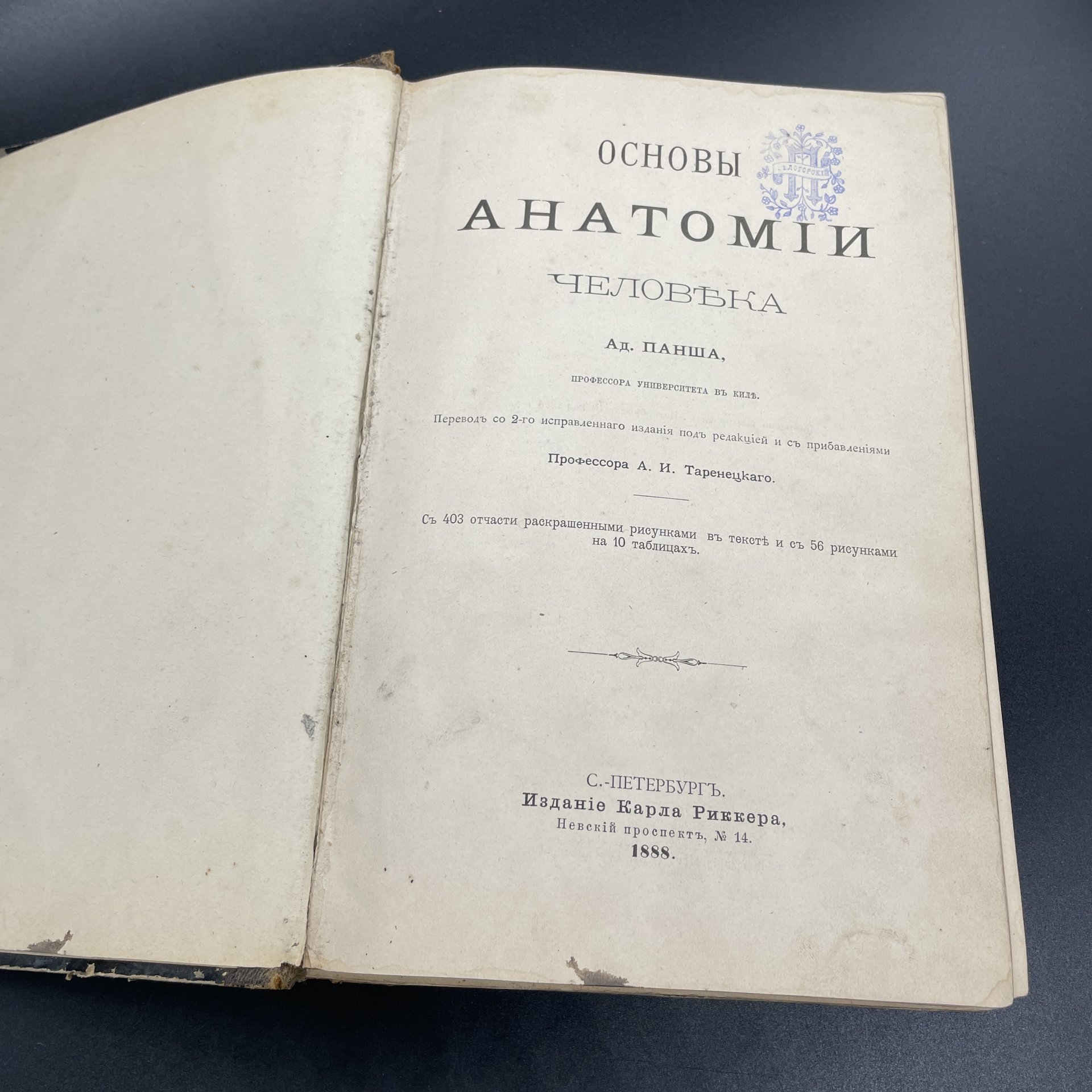 Книга А. Панш "Основы Анатомии человека" / Издание Карла Риккера