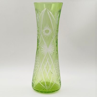 Ваза для цветов с резным декором, стекло, алмазная грань, СССР, 1970-1990 гг.