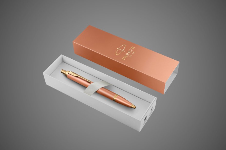 Ручка шариковаяParker"IM Writing Rituals Uplifting Orange GT" синяя, 1,0мм, подар. упаковка, Лаки и смолы: лак, латунь
