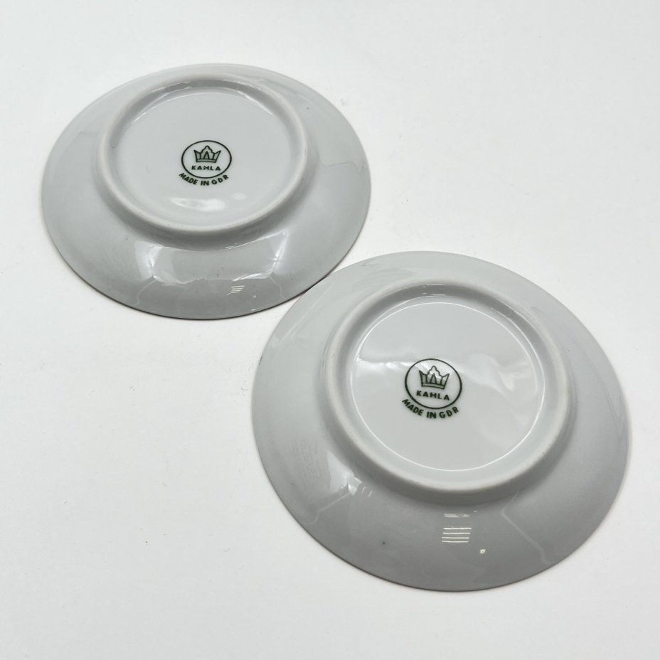 Набор розеток с растительным декором на 6 персон, фарфор, деколь, золочение, Kahla, Германия, 1968-1991 гг.