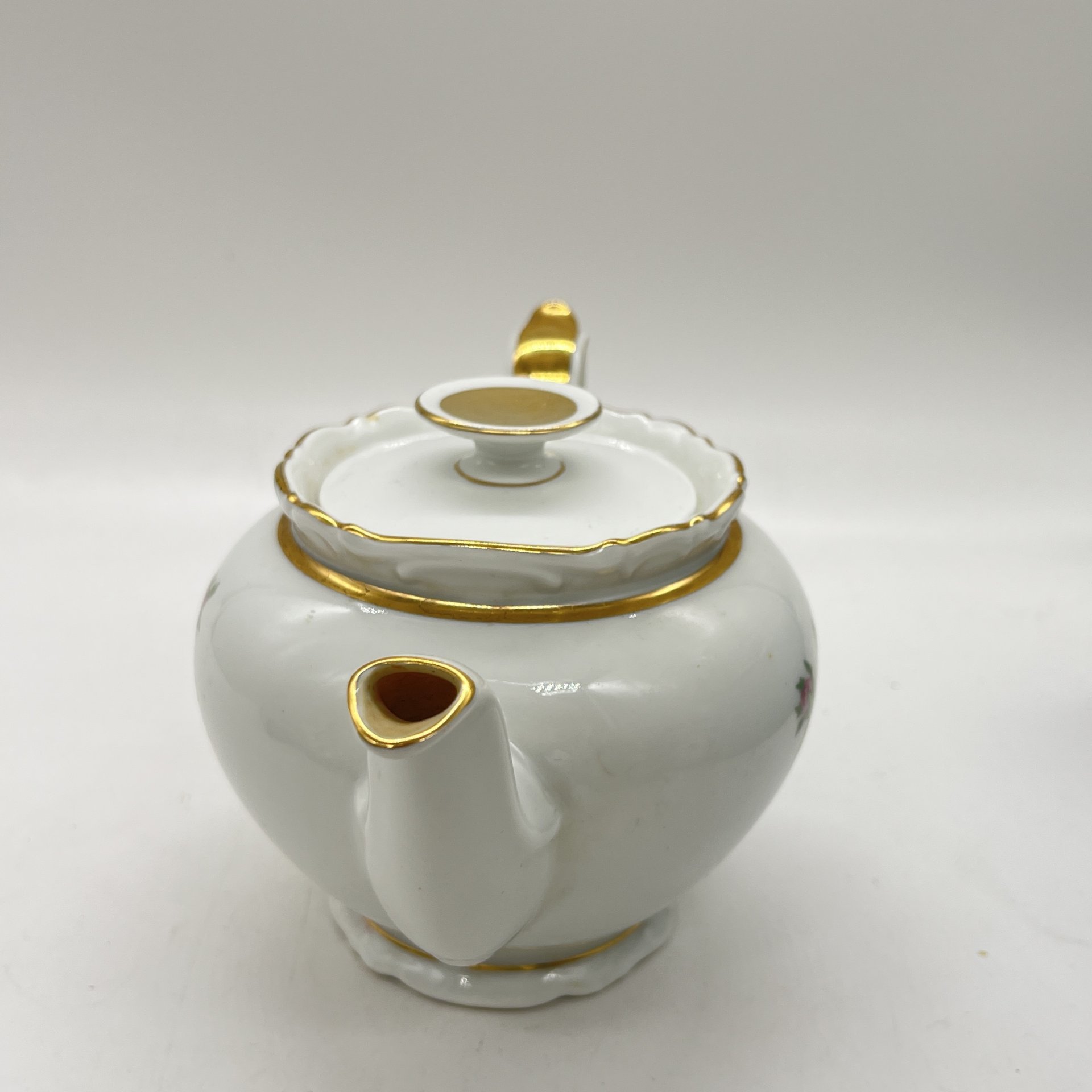 Чайник заварочный с цветочным декором (крышка подбор!), фарфор, деколь, золочение, Kahla, Германия, 1960-1980 гг.