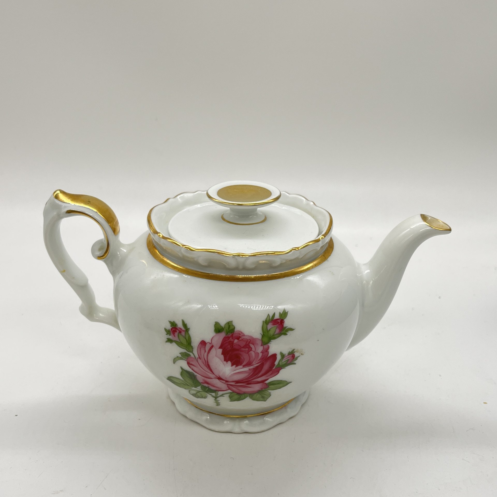 Чайник заварочный с цветочным декором (крышка подбор!), фарфор, деколь, золочение, Kahla, Германия, 1960-1980 гг.
