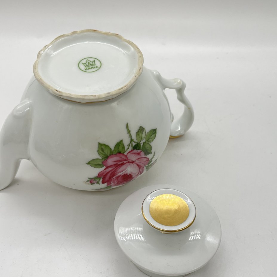 Чайник заварочный с цветочным декором (крышка подбор!), фарфор, деколь, золочение, Kahla, Германия, 1960-1980 гг.