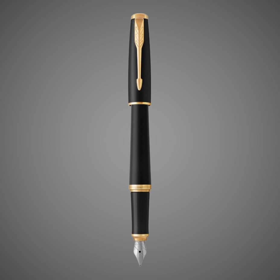 Перьевая ручка Parker Urban Core, (матовый черный лак) Muted Black GT, F309, перо: F, цвет чернил: blue, в подарочной упаковке., Лаки и смолы: лак, нержавеющая сталь