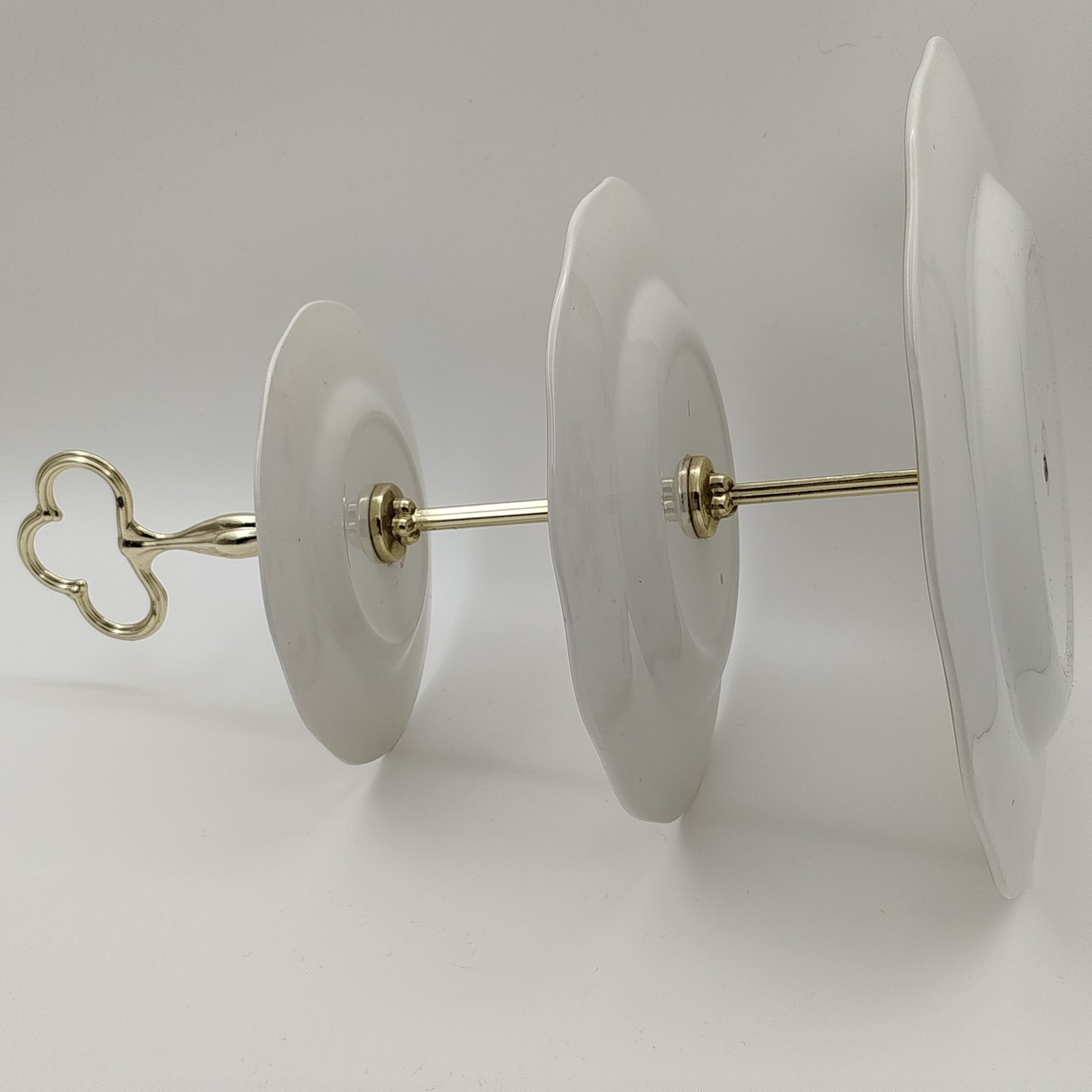 Фруктовница трехуровневая с цветочным декором, фаянс, деколь, металл, Enoch Wedgwood (Tunstall) Ltd., Великобритания, 1960-1980 гг.