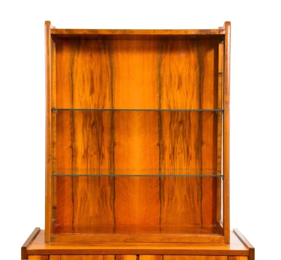 Горка (витрина), сосна, ореховый шпон, стекло, Чехословакия, 1960-1970 гг.