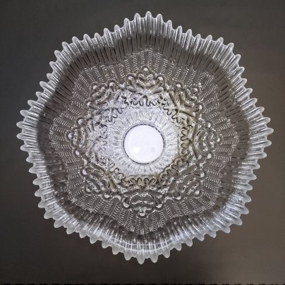 Фруктовница "Зимние узоры", автор М.Ю. Бяков, хрусталь, Ленинградский завод художественного стекла (ЛЗХС), СССР, 1980-1990 гг.