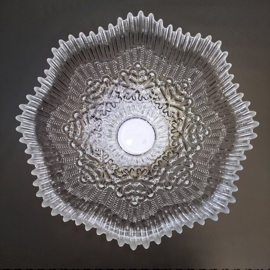 Фруктовница "Зимние узоры", автор М.Ю. Бяков, хрусталь, Ленинградский завод художественного стекла (ЛЗХС), СССР, 1980-1990 гг.