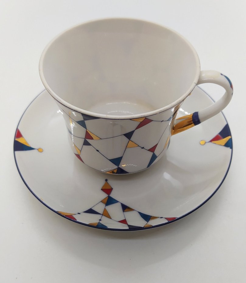 Пара чайная "Калейдоскоп" (форма "Банкетная"), Ленинградский фарфоровый завод (ЛФЗ)