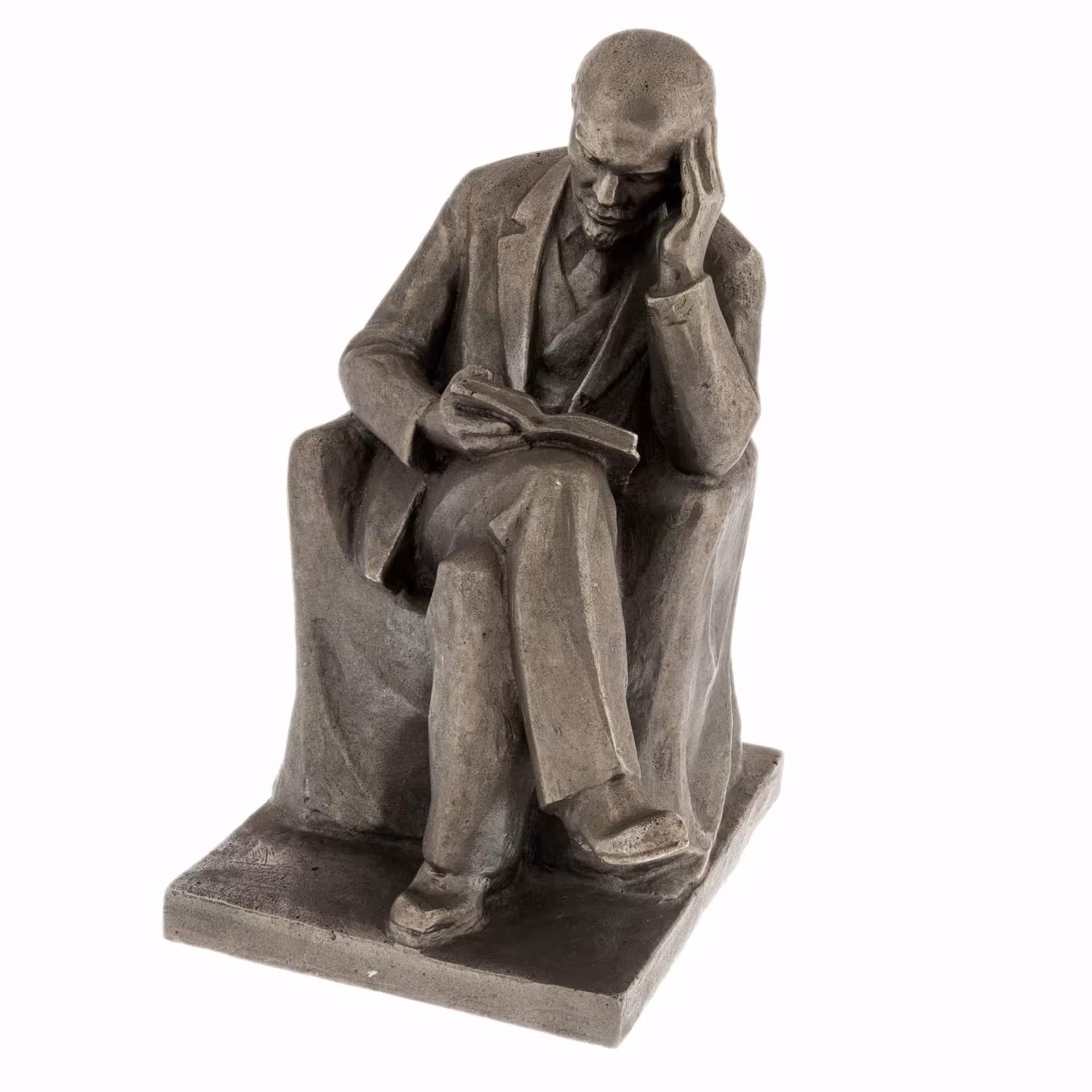 Статуэтка "В.И. Ленин, читающий книгу в кресле", силумин, СССР, 1977 г.