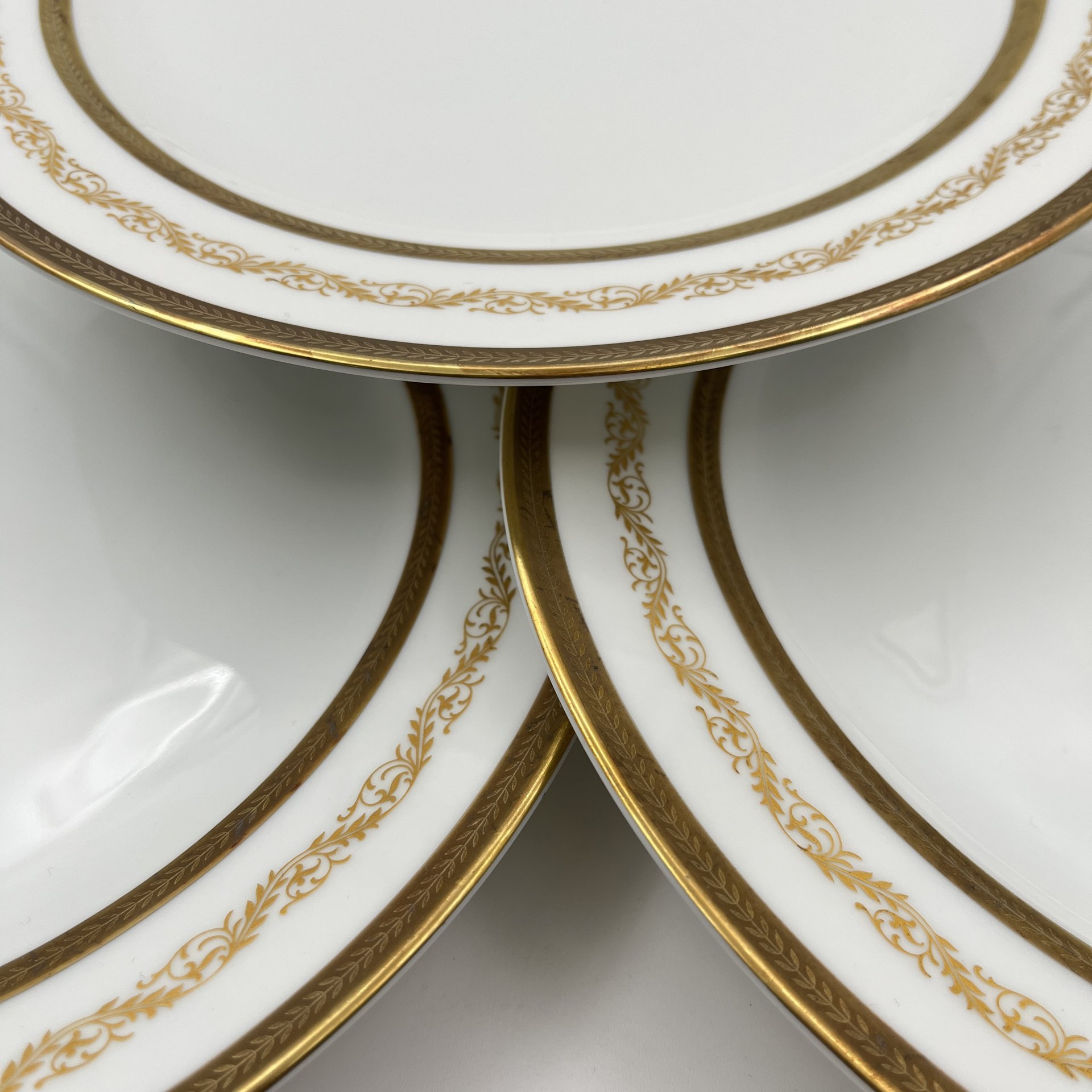 Набор тарелок для горячих блюд с растительным декором на 6 персон, серия "Charleroi-Bruxelles", фарфор, золочение, Tirschenreuth, Германия, 1969-1990 гг.