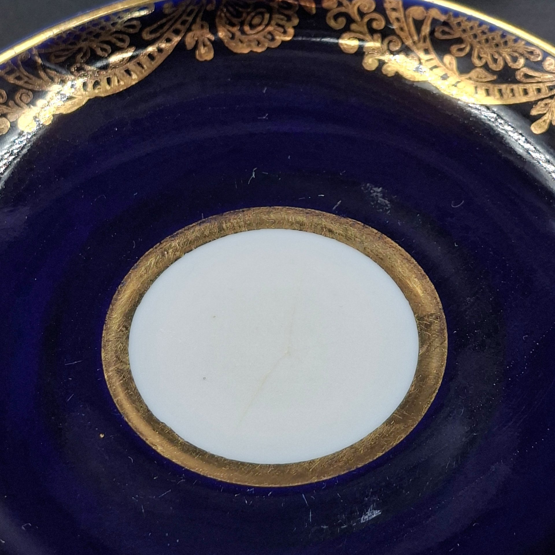 Набор из двух чайных пар с ажурным декором, фарфор, крытье кобальтом, золочение, Ленинградский фарфоровый завод (ЛФЗ), СССР, 1960-1990 гг.