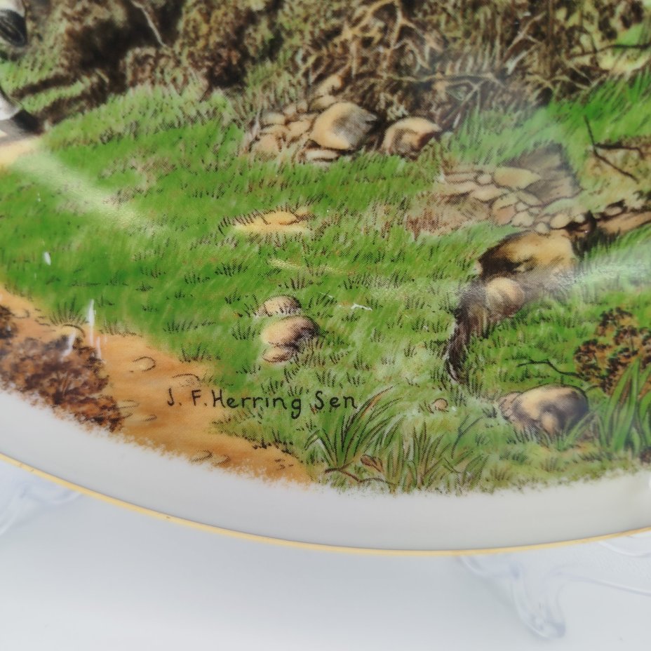 Тарелка со сценой охоты, J.F. Herring Sen, фарфор, деколь, золочение, Fenton China Company, Китай, Fenton China Company