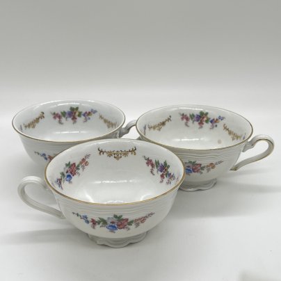 Набор из 3 чашек с цветочным декором из серии "Marie-Luise", фарфор, деколь, золочение, Christian Seltmann, Weiden, Германия, 1949-1954 гг.