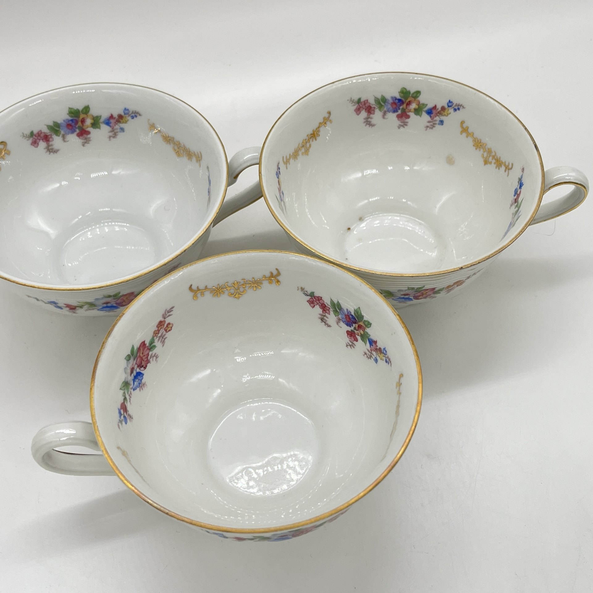 Набор из 3 чашек с цветочным декором из серии "Marie-Luise", фарфор, деколь, золочение, Christian Seltmann, Weiden, Германия, 1949-1954 гг.