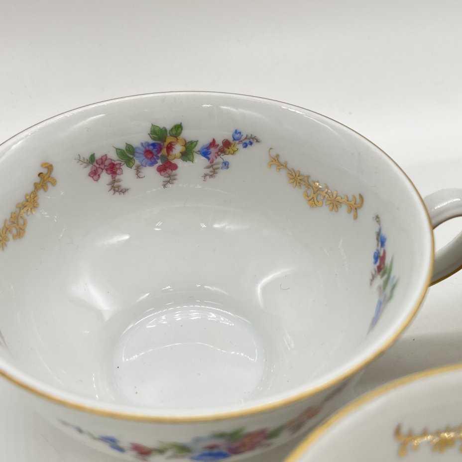 Набор из 3 чашек с цветочным декором из серии "Marie-Luise", фарфор, деколь, золочение, Christian Seltmann, Weiden, Германия, 1949-1954 гг.