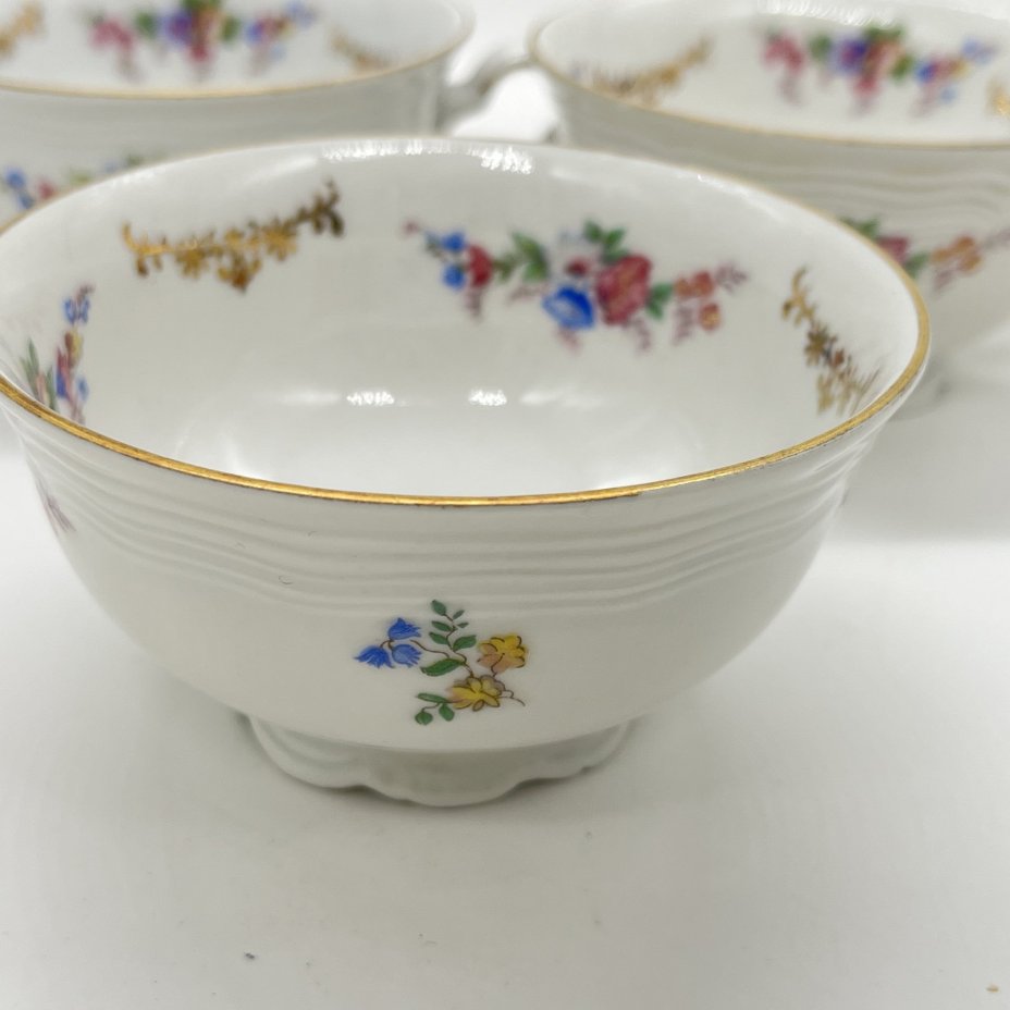 Набор из 3 чашек с цветочным декором из серии "Marie-Luise", фарфор, деколь, золочение, Christian Seltmann, Weiden, Германия, 1949-1954 гг.