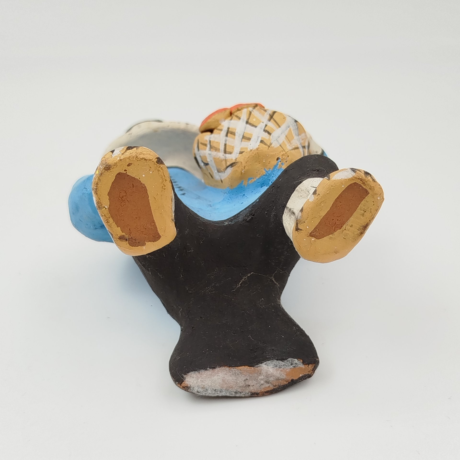 Игрушка каргопольская "Мужик с корзиной", глина, роспись, СССР, 1970-1990 гг.