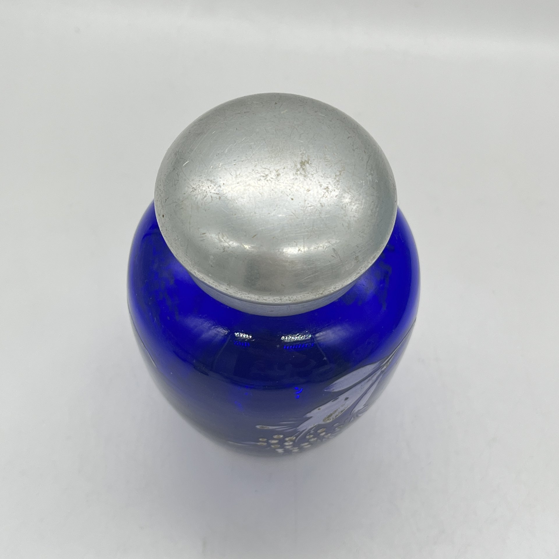 Чайница (ёмкость для хранения чая) с цветочным декором, стекло, металл, СССР, 1950-1980 гг.