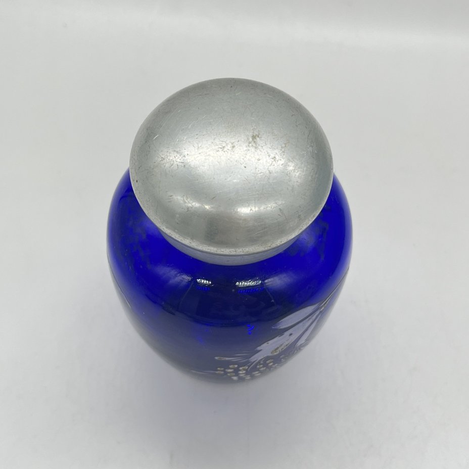 Чайница (ёмкость для хранения чая) с цветочным декором, стекло, металл, СССР, 1950-1980 гг.