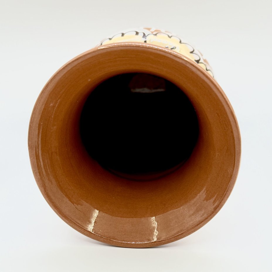 Крынка, украшенная флоральным декором, глина, поливы, роспись, СССР, 1960-1980 гг.