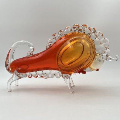 Статуэтка "Бизон", автор Муратов В.С., стекло, гутная техника, Гусевской хрустальный завод (Гусь-Хрустальный), СССР, 1970-1990 гг.