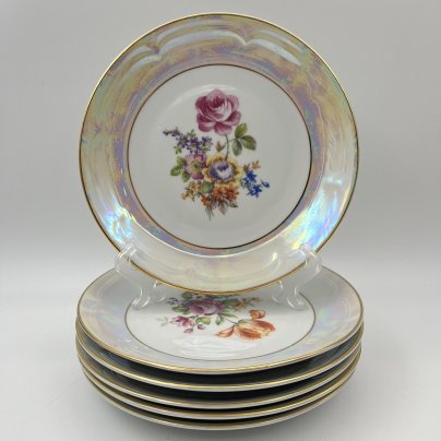 Набор из 6-ти десертных тарелок, украшенных цветочным декором
