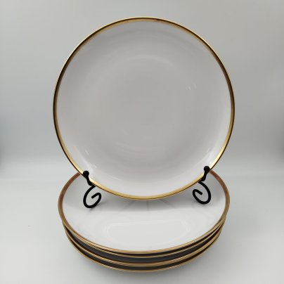Набор обеденных тарелок с лаконичным декором на 6 персон, фарфор, золочение, Eschenbach, Германия, 1950-1970 гг.