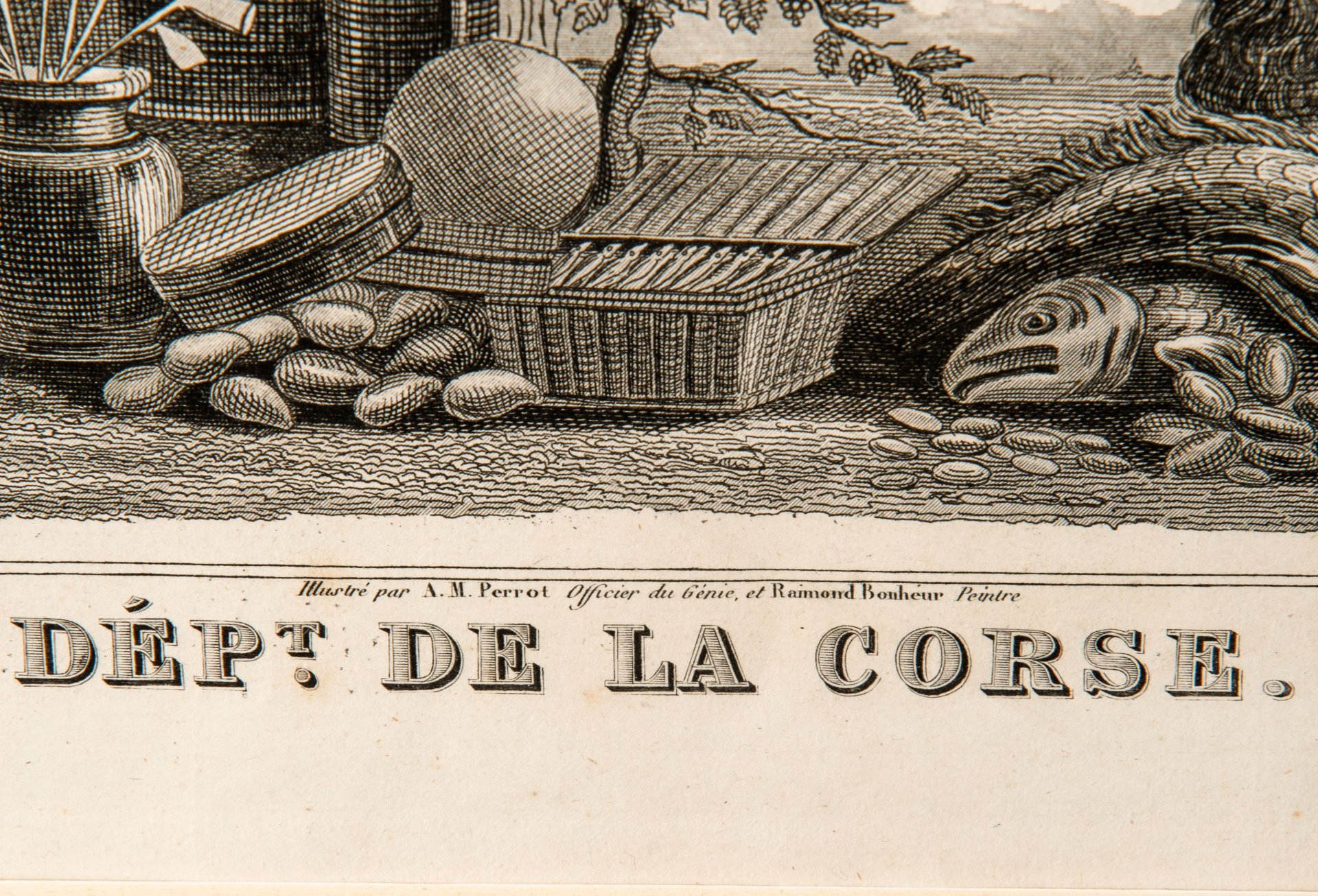 Гравюра "Карта Корсики (Dept. de la Corse)" в раме, автор Виктор Левассер (Victor Levasseur), бумага, печать, дерево стекло, Франция, 1840-1860 гг.