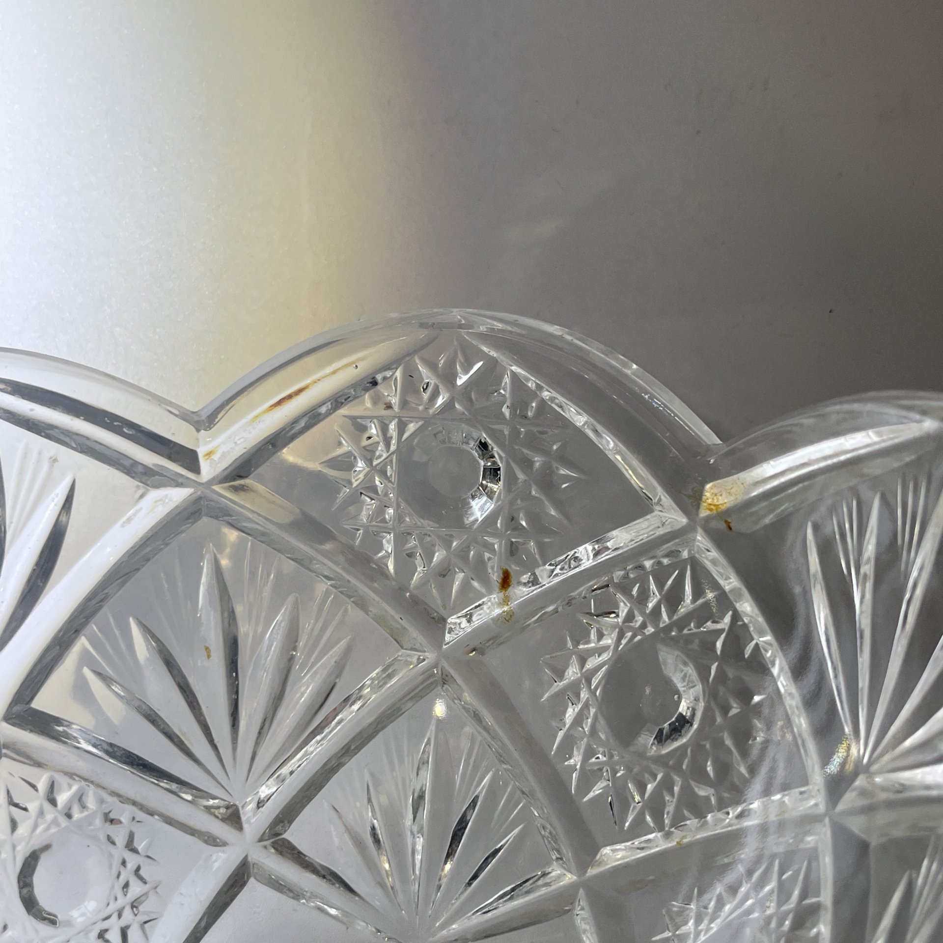 Вазочка для закусок/десерта с геометрическим декором, хрусталь, алмазная грань, СССР, 1970-1990 гг.