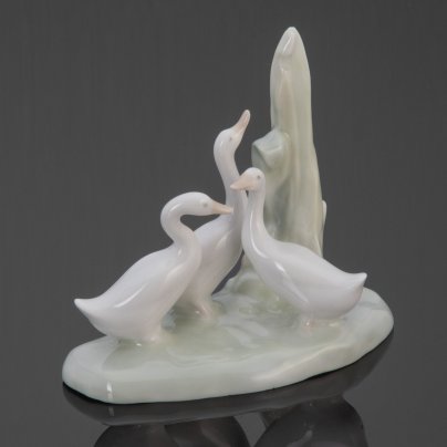 Статуэтка "Гуси в траве", фарфор, роспись, NAO Porcelain, Испания, 1980-1990 гг., NAO Porcelain