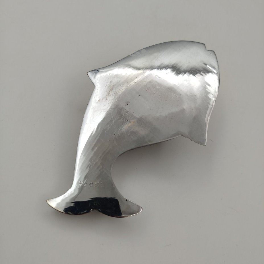 Пепельница в форме рыбы, латунь, гравировка, серебрение, Индия, 1960-1980 гг.