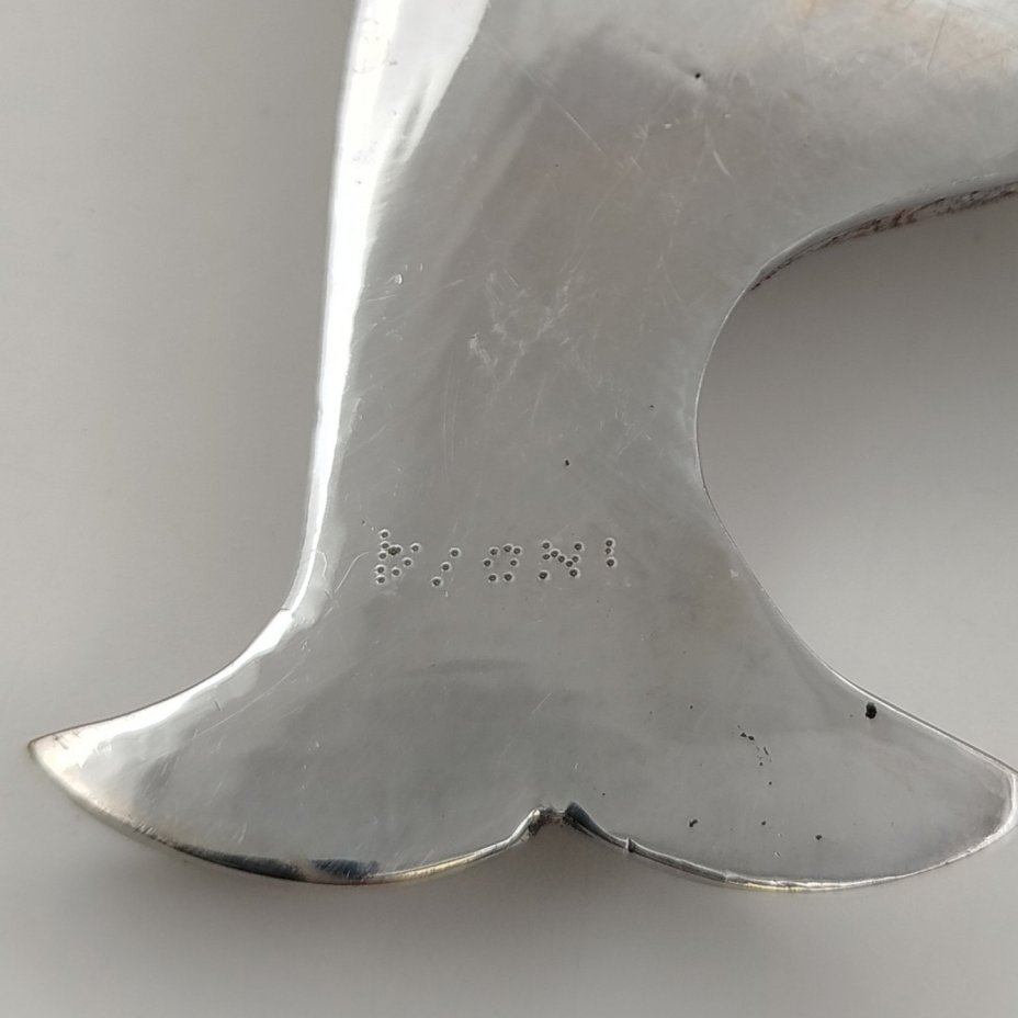 Пепельница в форме рыбы, латунь, гравировка, серебрение, Индия, 1960-1980 гг.