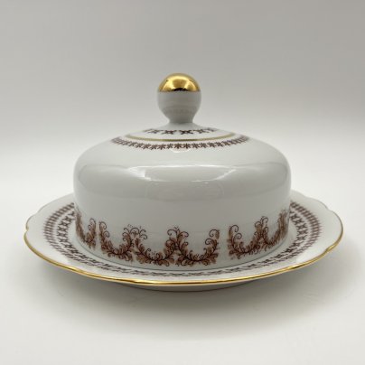 Маслёнка с растительным декором, фарфор, деколь, золочение, Kahla, Германия, 1968-1991 гг.