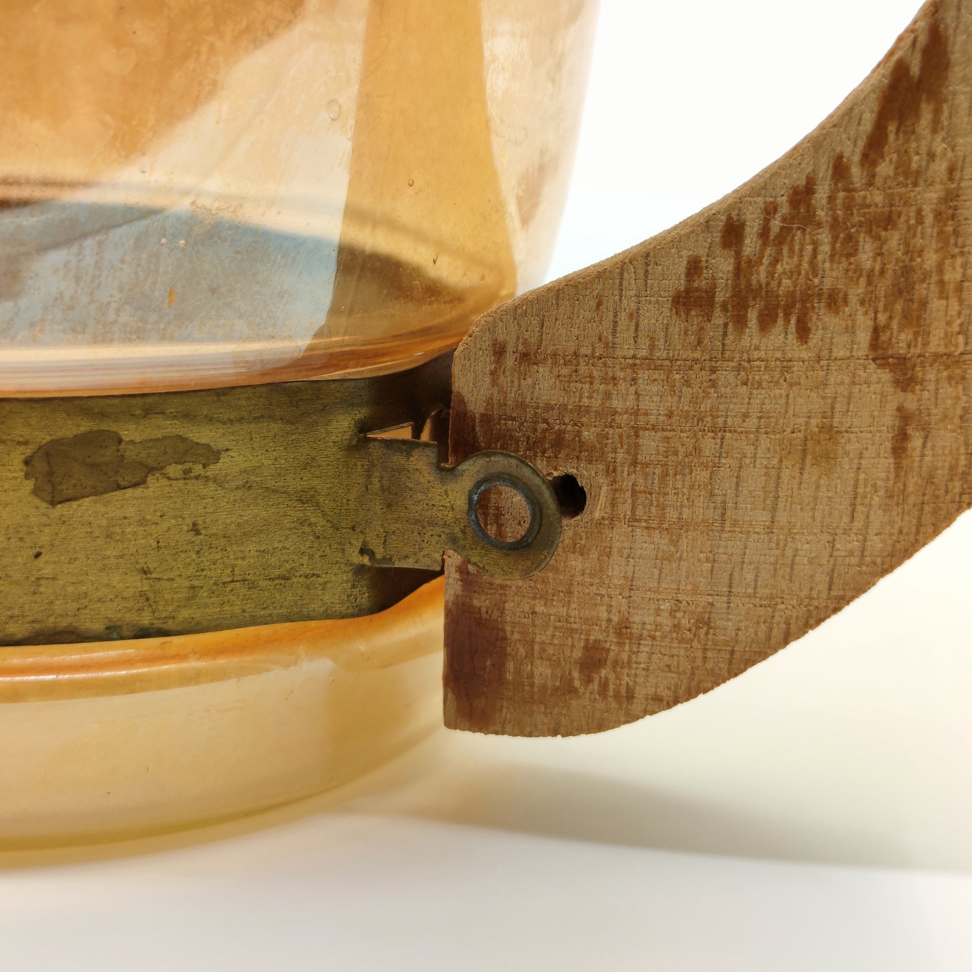 Кружка сувенирная "Полтава" с массивной ручкой, цветное стекло, дерево, металл, деколь, СССР, 1980-1990 гг.