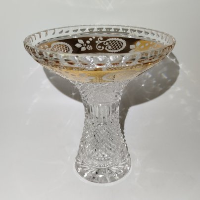 Ваза, украшенная цветочным декором, хрусталь, алмазная грань, золочение, Bohemia Crystal (Bohemia Glass), Bohemia Crystal (Bohemia Glass)