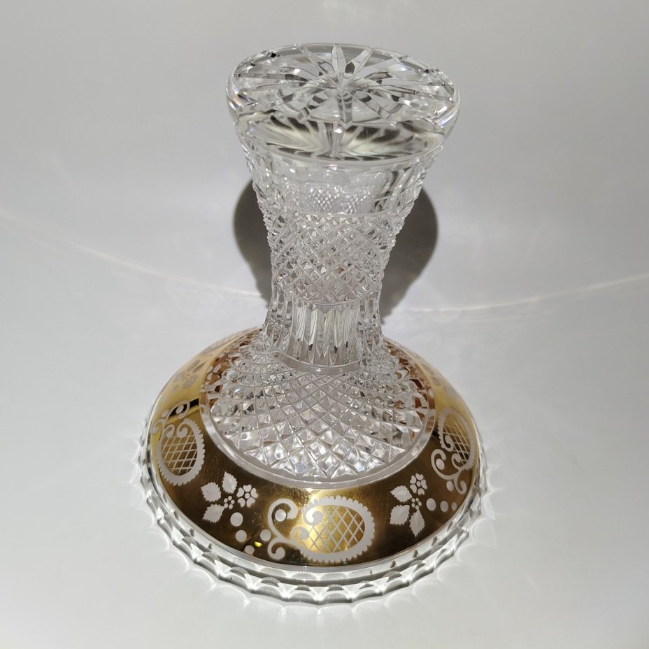 Ваза, украшенная цветочным декором, хрусталь, алмазная грань, золочение, Bohemia Crystal (Bohemia Glass), Bohemia Crystal (Bohemia Glass)