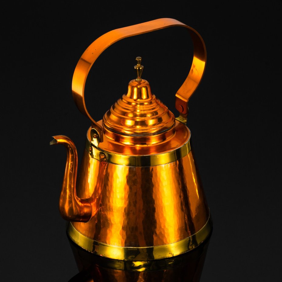 Чайник для кипячения воды, Vableux, медь, латунь, лужение, Бельгия, 1950-1960 гг.