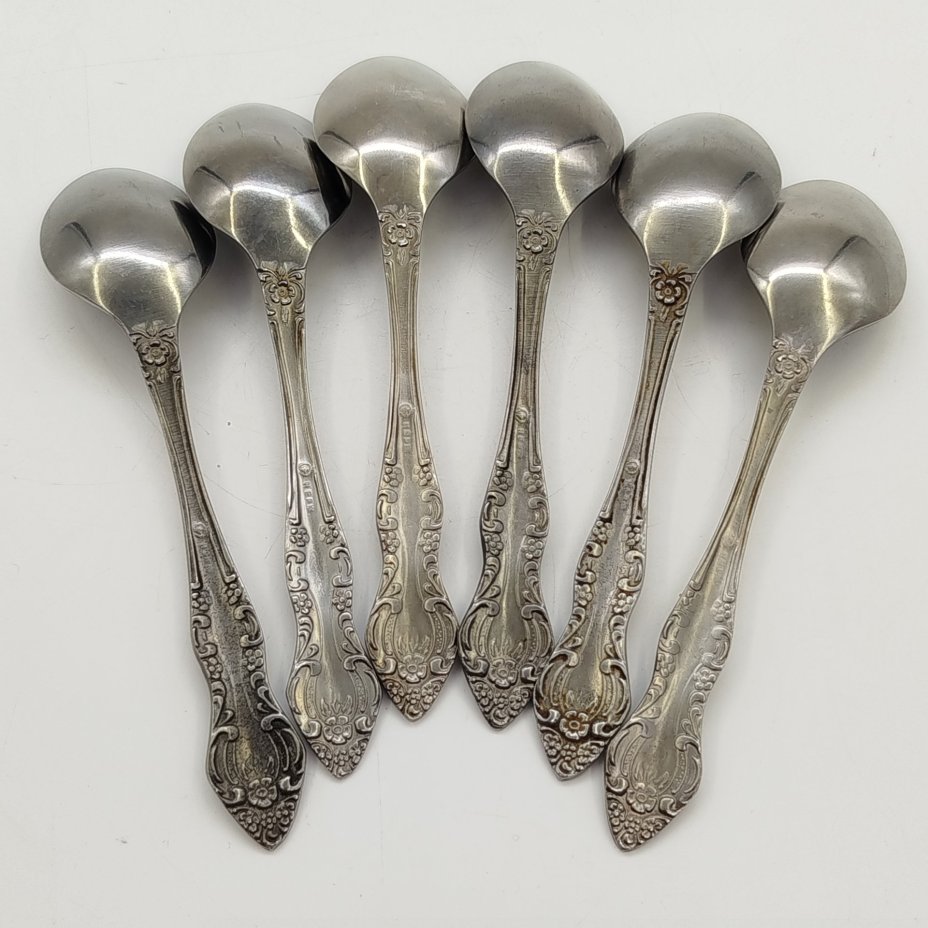 Набор из 6 чайных ложек, украшенных растительным декором, нержавеющая сталь, Павловский завод художественных металлоизделий им. С.М. Кирова