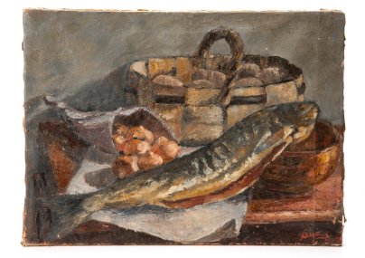Картина "На кухне", художник Лагутин Сергей Яковлевич, холст, масло, дерево