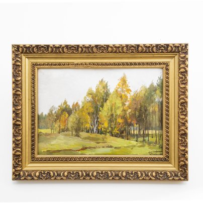 Картина "Дыхание осени", художник Коновалюк Ф.З. (1890-1984), бумага, картон, масло, в раме, СССР, 1968 г.