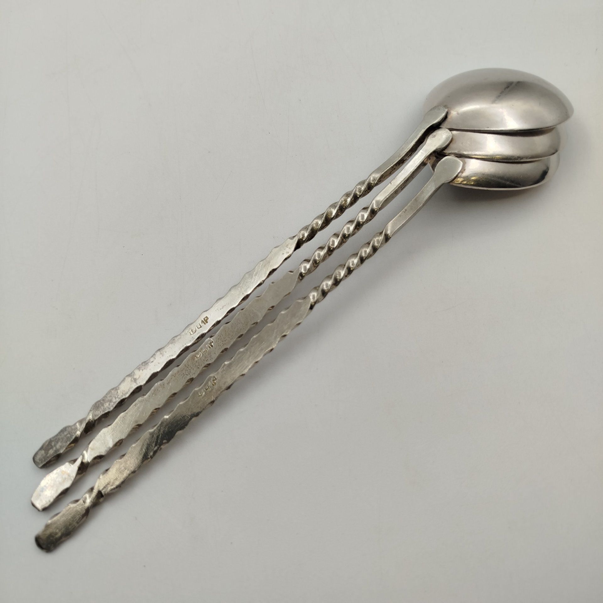 Набор из трех ложек для варенья с витыми рукоятями, металл, СССР, 1960-1990 гг.