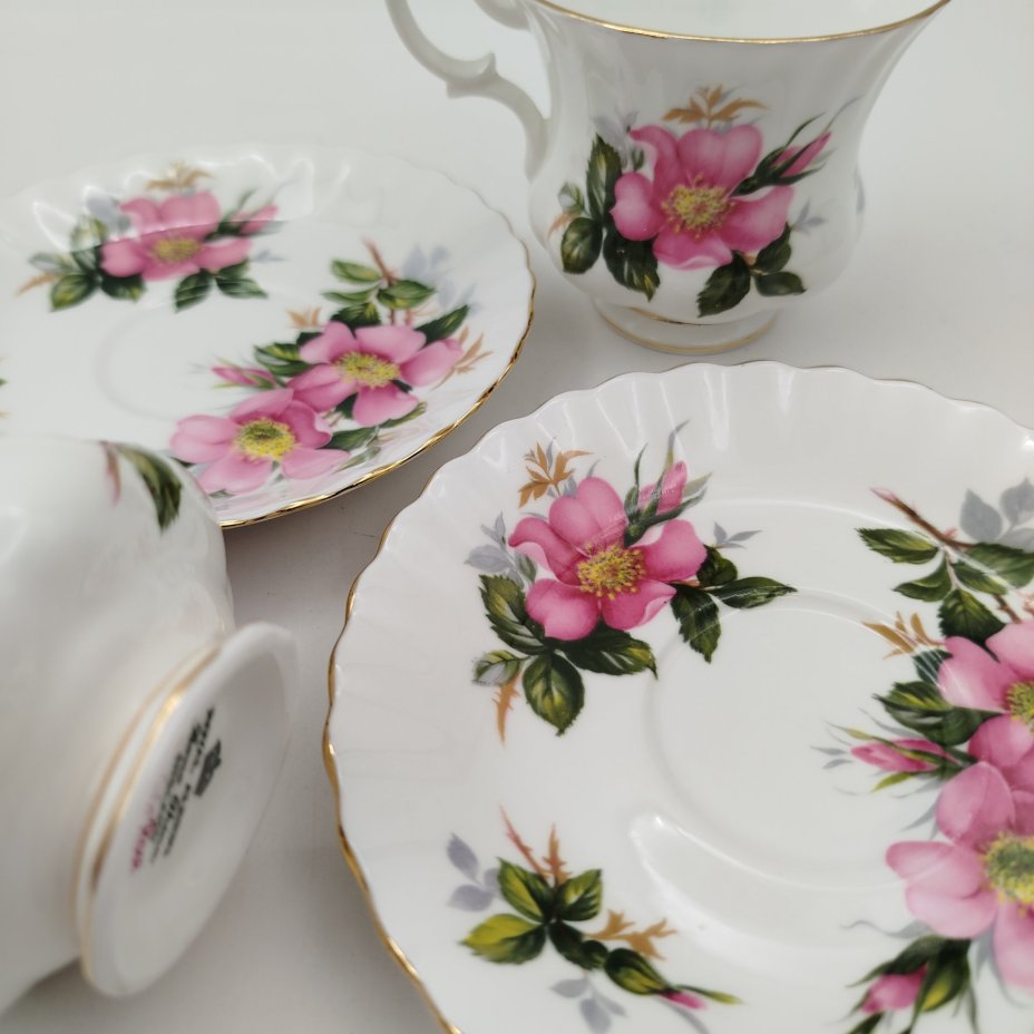 Набор кофейных пар на 2 персоны (дуэт) с ярким цветочным декором " Prairie Rose", Royal Albert