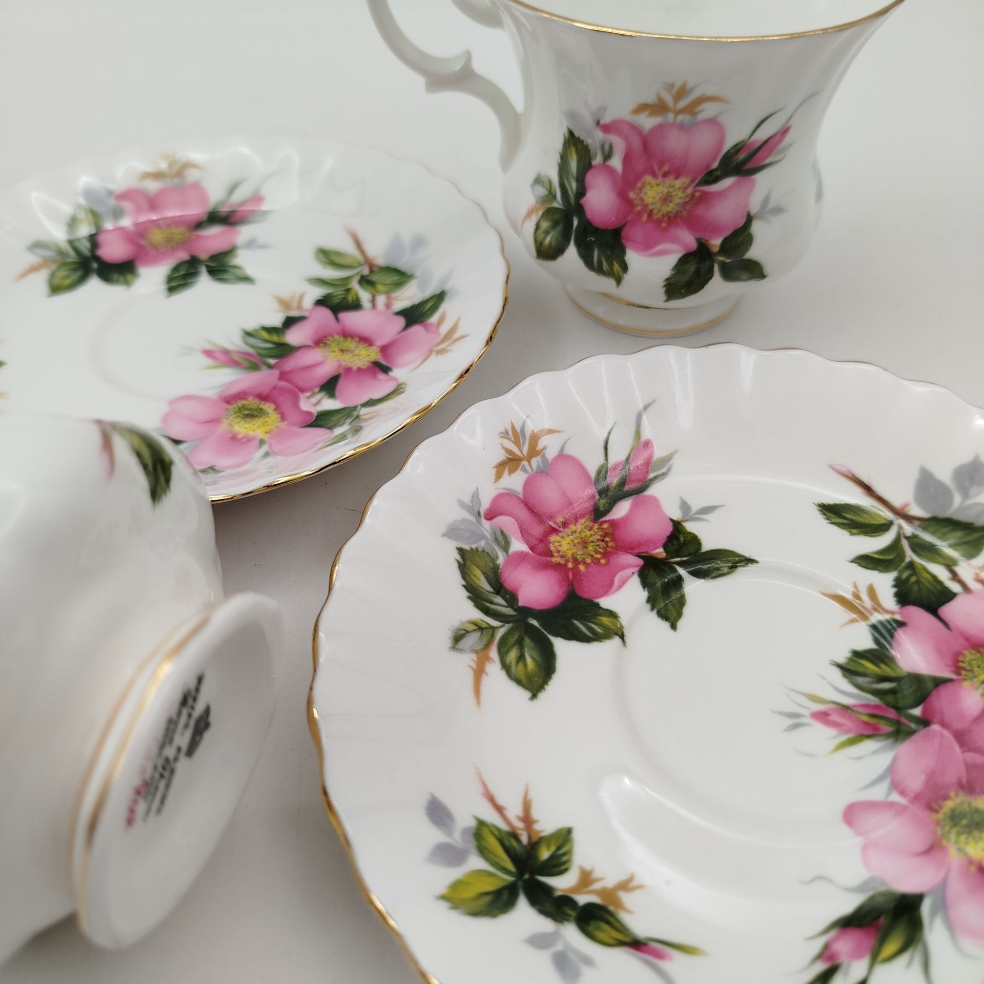 Набор кофейных пар на 2 персоны (дуэт) с ярким цветочным декором " Prairie Rose", Royal Albert