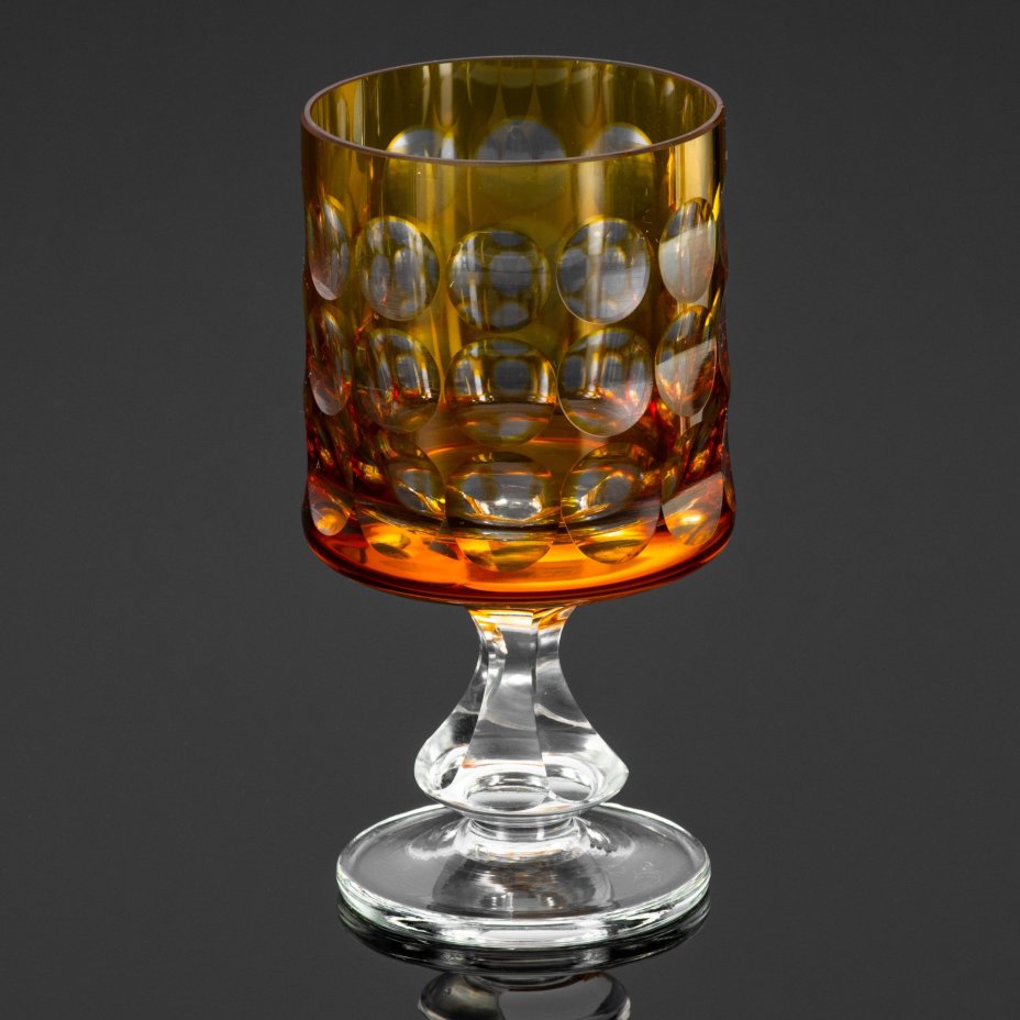 Бокал с эффектом линзы, хрусталь, нацвет, гранение, Германия, 1940-1970 гг.