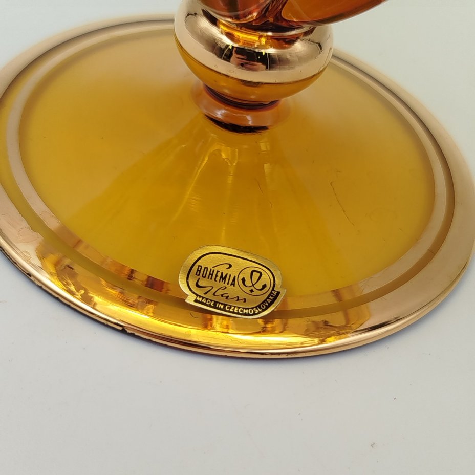 Ваза на ножке (конфетница) с декором в виде цветочной композиции, Bohemia Crystal (Bohemia Glass)