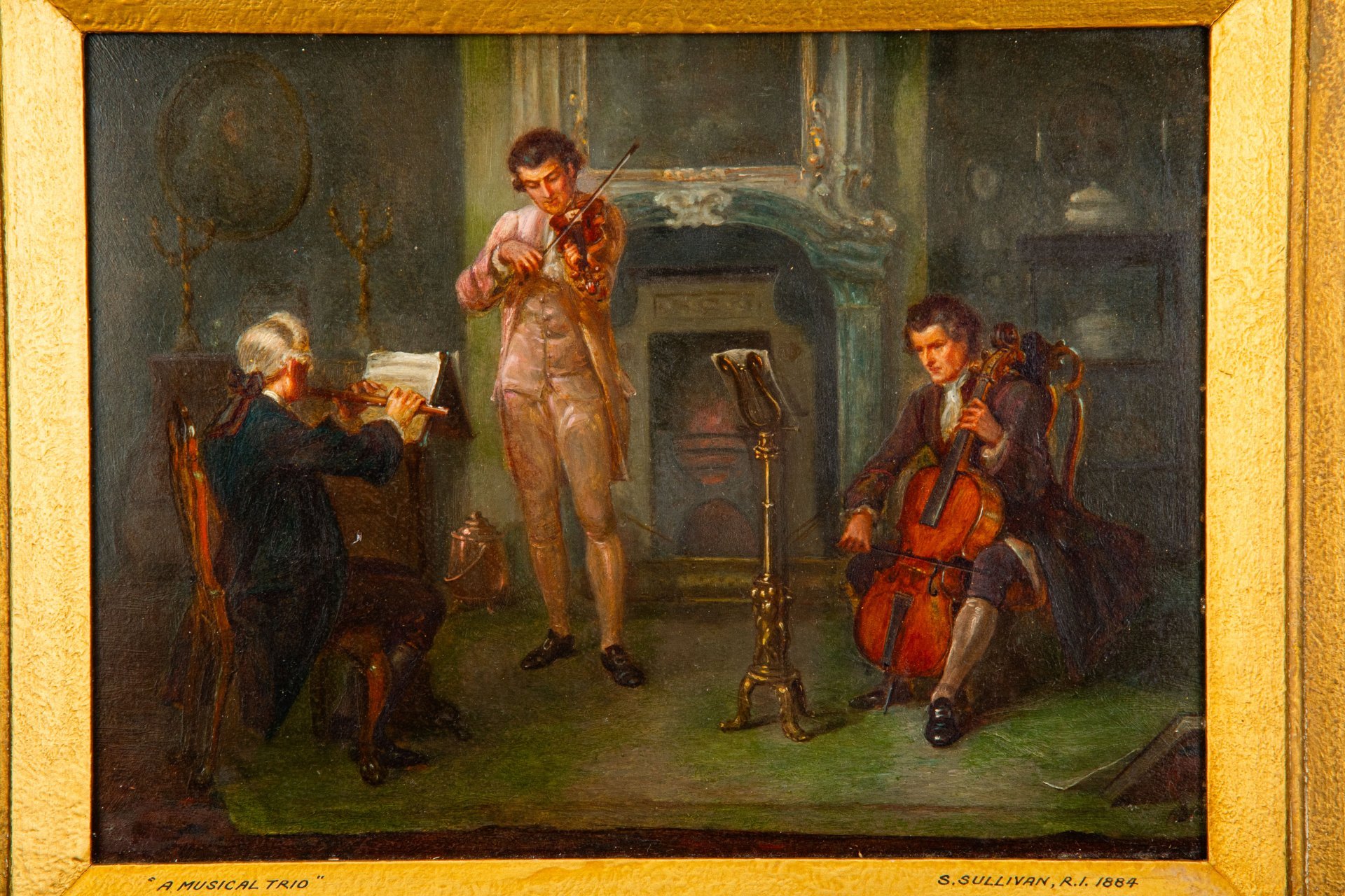 Картина в раме "Камерный концерт", картон, масло, дерево, Европа, 1950-1980 гг.