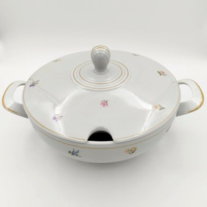 Супница, украшенная цветочным декором, фарфор, деколь, Jager Eisenberg, Германия, 1941-1945 гг., Jager Eisenberg